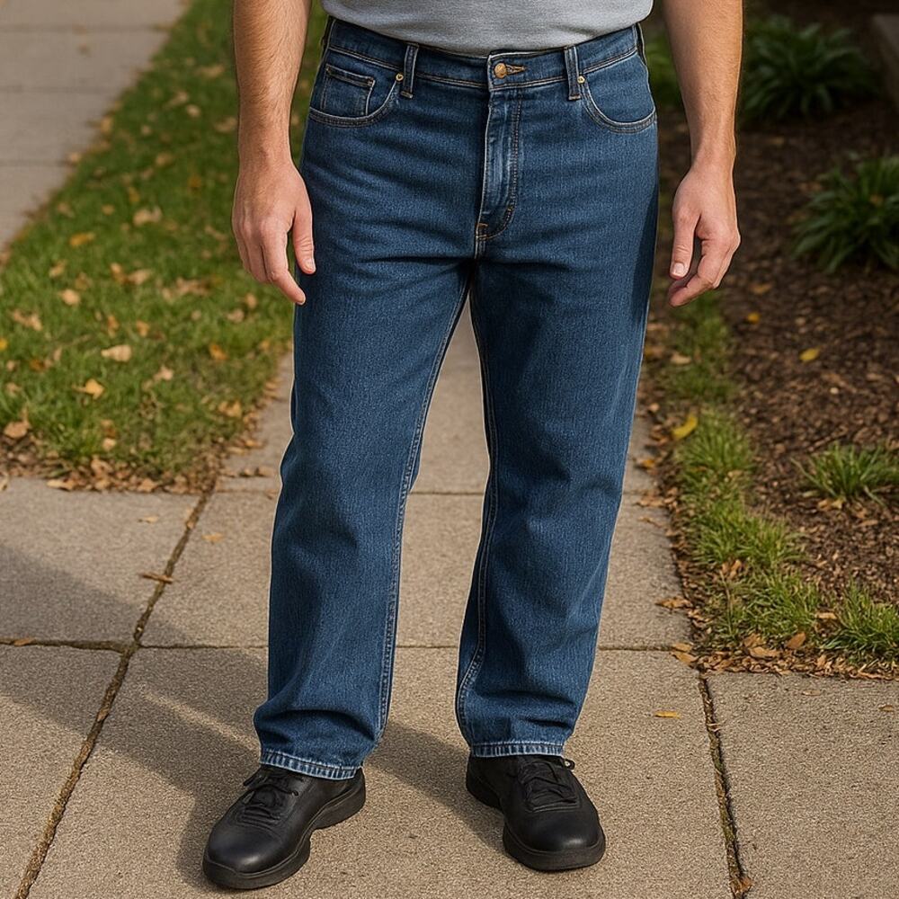 Lee Relaxed Fit Dark Blue Jeans 38x29 Dark Wash Straight Leg Dadcore Denim